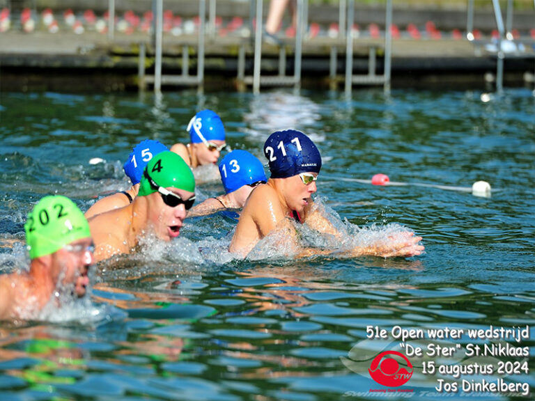 Bas Blanker en Jenny Schouten winnen met overmacht de 5 km in Sint-Niklaas België                        Uitslagen Heren Dames 51e open water wedstrijd “de ster”